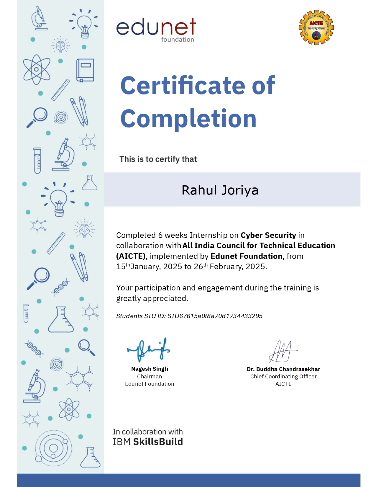 Cyber Security Internship Certificate