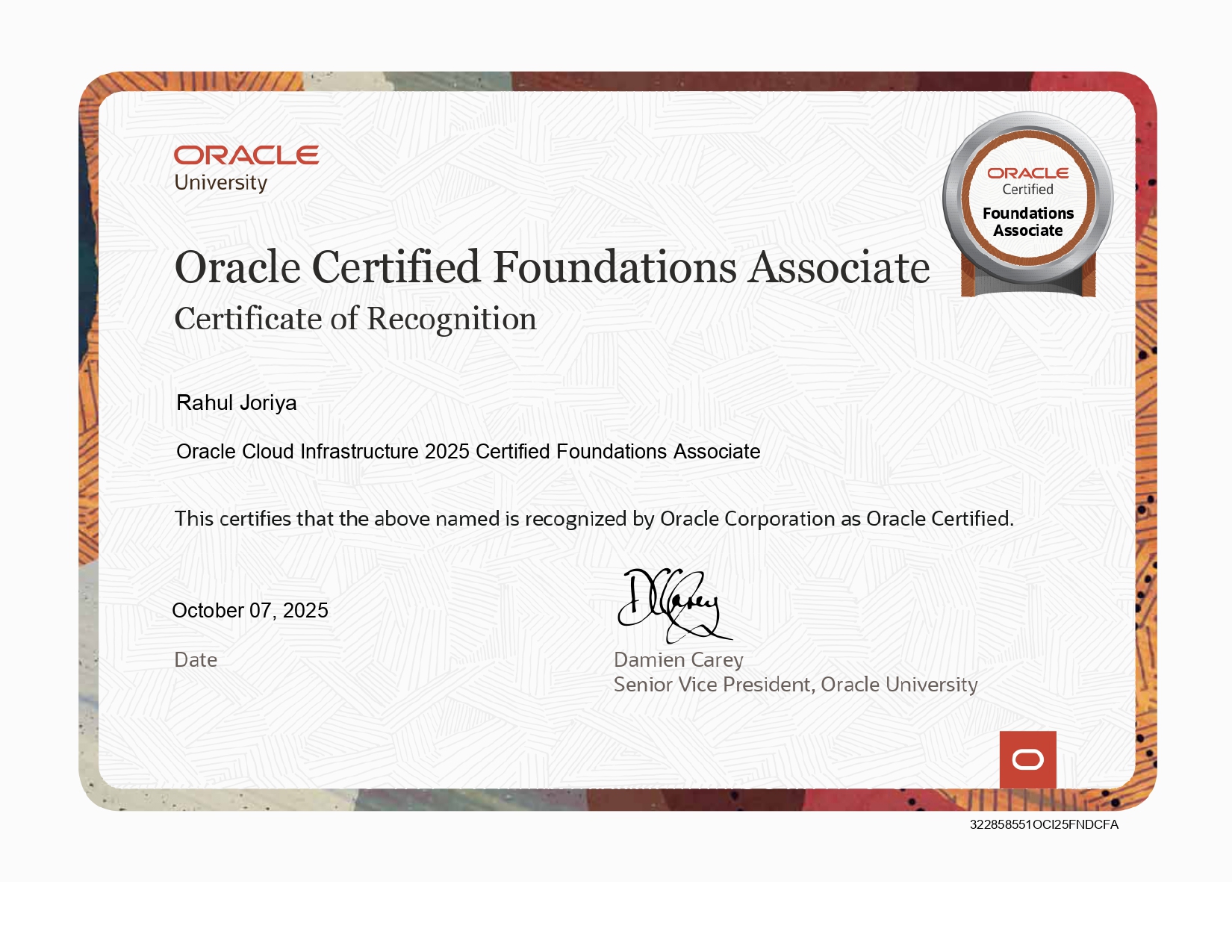 Oracle University Certificate