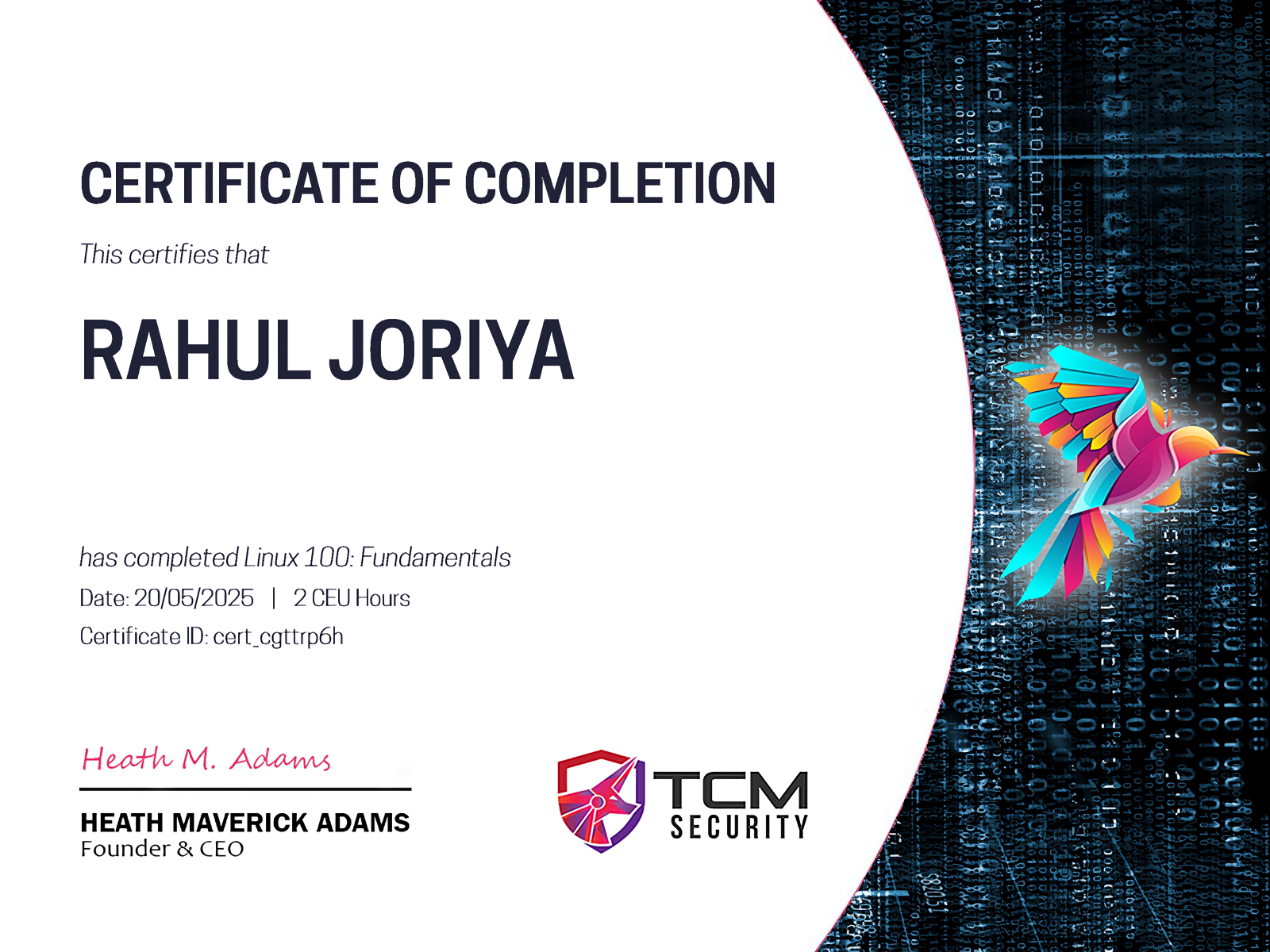 TCM Security Certificate