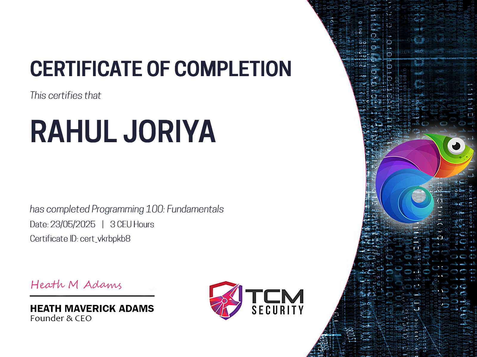 TCM Security Certificate
