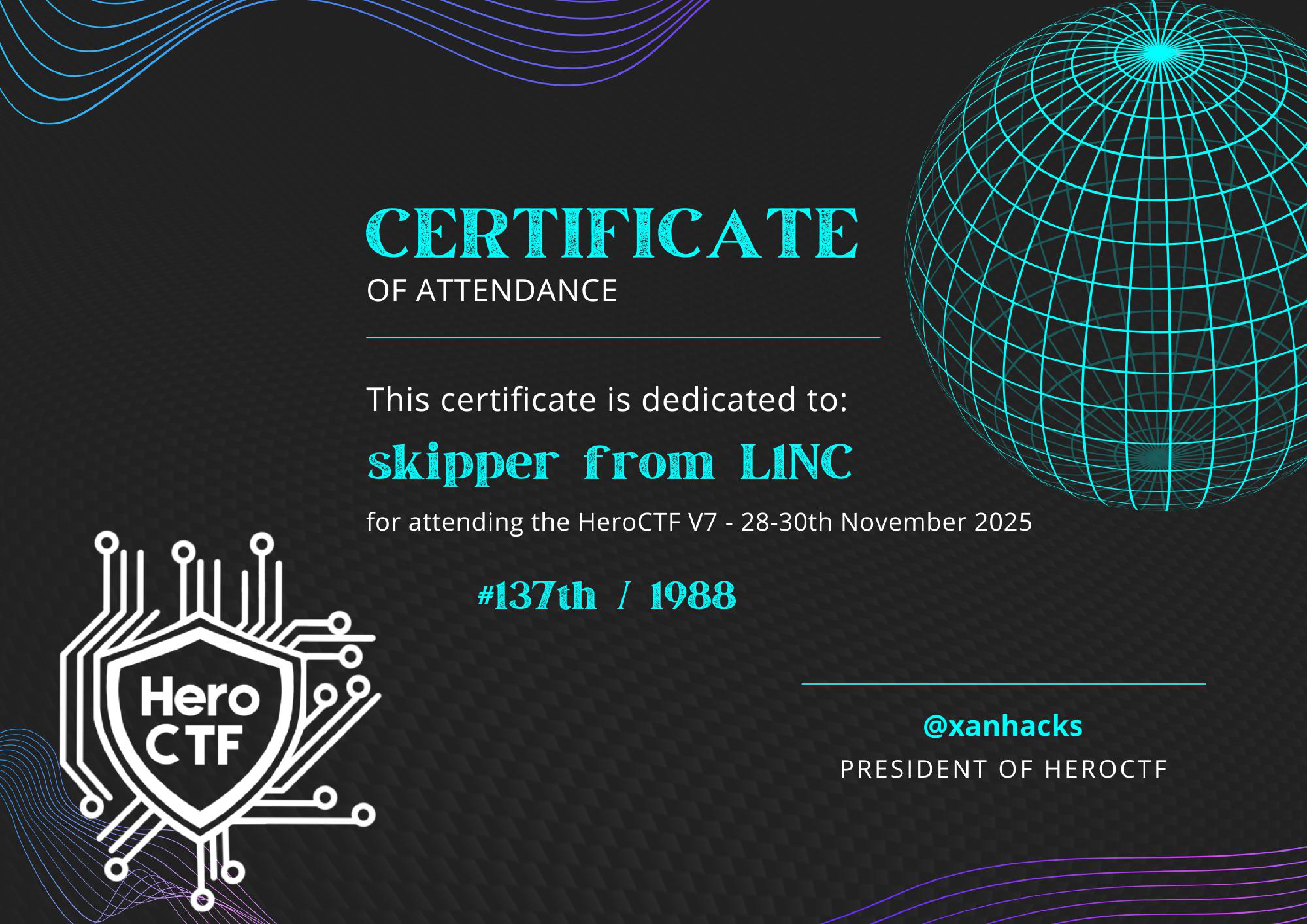 HeroCTF Certificate